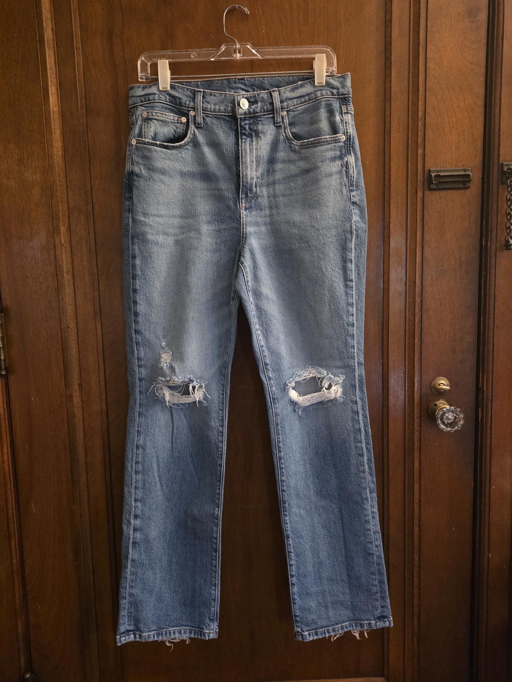 AYR Jeans - The Lala - Size 31 - Straight Leg Medium Rise Blue Denim Distressed